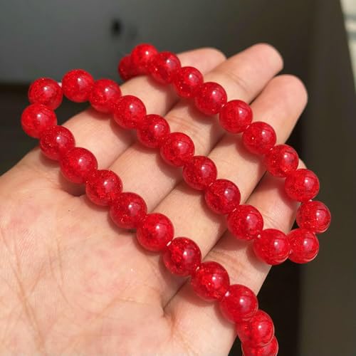 4 6 8 10 12 mm weiße, gesprungene Kristallperlen, runde, lose Abstandsperlen für die Schmuckherstellung, DIY-Armbandanhänger, Zubehör, 15 Zoll, Rot, 4,0 mm (ca. 91 Stück) von TBSKUY