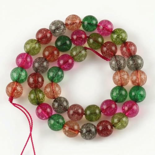 4 6 8 10 12 mm weiße, gesprungene Kristallperlen, runde, lose Abstandsperlen für die Schmuckherstellung, DIY-Armbandanhänger, Zubehör, 15 Zoll, Turmalinfarbe, 4,0 mm (ca. 91 Stück) von TBSKUY