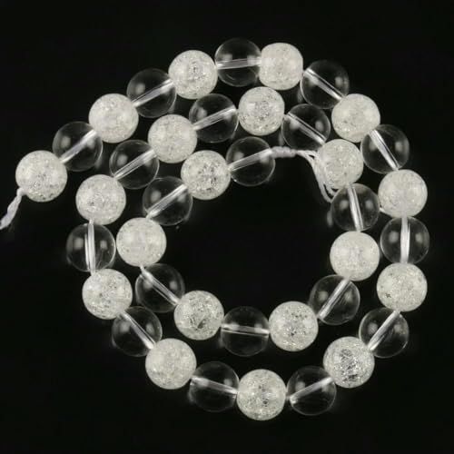 4 6 8 10 12 mm weiße, gesprungene Kristallperlen, runde, lose Abstandsperlen für die Schmuckherstellung, DIY-Armbandanhänger, Zubehör, 15 Zoll, Weiß, transparent, 12 mm (ca. 28 Stü 4 6 8 10 12 mm weiße, gesprungene Kristallperlen, runde, lose Abstandsperlen für die Schmuckherstellung, DIY-Armbandanhänger, Zubehör, 15 Zoll, Weiß, transparent, 12 mm (ca. 28 Stü von TBSKUY