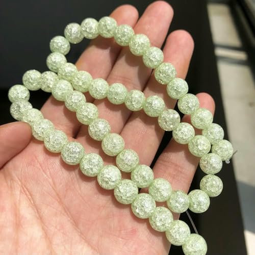 4 6 8 10 12 mm weiße, gesprungene Kristallperlen, runde, lose Abstandsperlen für die Schmuckherstellung, DIY-Armbandanhänger, Zubehör, 15 Zoll, Zitronengrün, 10 mm (ca. 36 Stück) von TBSKUY