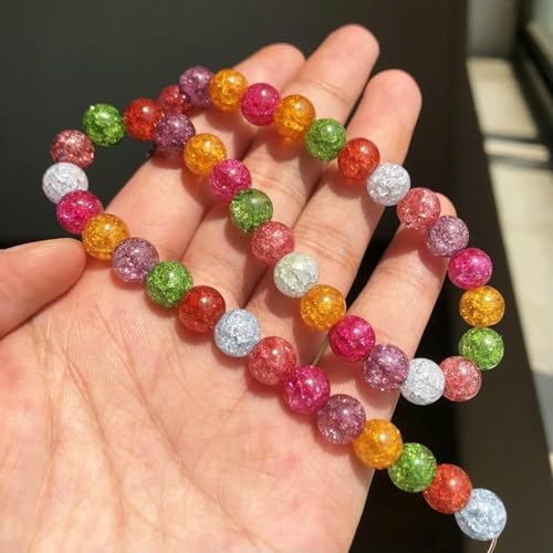 4 6 8 10 12 mm weiße, gesprungene Kristallperlen, runde, lose Abstandsperlen für die Schmuckherstellung, DIY-Armbandanhänger, Zubehör, 15 Zoll, mehrfarbig, a, 10 mm (ca. 36 Stück) von TBSKUY