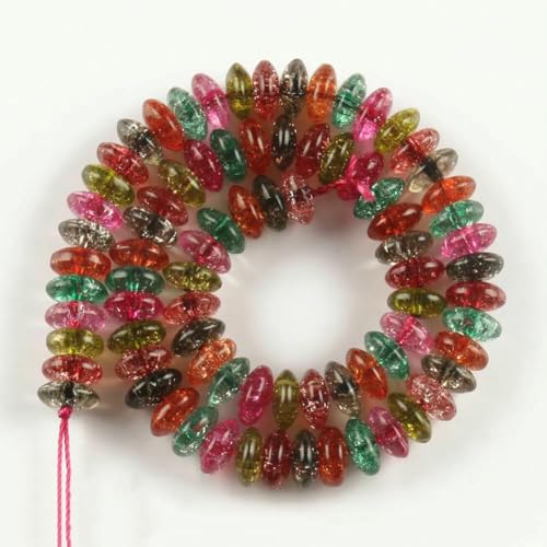 4 6 8 10 12 mm weiße, gesprungene Kristallperlen, runde, lose Abstandsperlen für die Schmuckherstellung, DIY-Armbandanhänger, Zubehör, 15 Zoll – Turmalin-Rondell – 10 mm (ca. 36 von TBSKUY