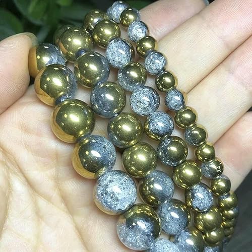 4 6 8 10 12 mm weiße, gesprungene Kristallperlen, runde, lose Abstandsperlen zur Schmuckherstellung, DIY-Armbandanhänger, Zubehör, 15 Zoll, vergoldet, 12 mm (ca. 28 Stück) von TBSKUY