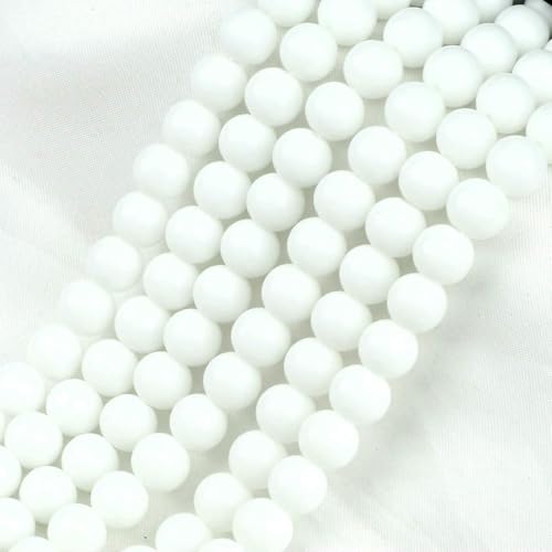 4 6 8 10 mm Naturstein Schwarz-Weiß-Onyx-Perlen, poliert, matt, glatt, runde Perle für Charms, Schmuckherstellung, DIY-Armbänder, Großhandel, weißes Porzellan, 6 mm (20 Stück) von TBSKUY