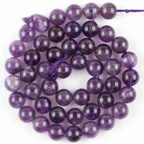 4 6 8 10 mm Natursteinperlen, bunte Meeressediment-Jaspis-Türkise, runde Perlen zur Schmuckherstellung, DIY-Armbänder, Zubehör, Amethyst, 10 mm von TBSKUY
