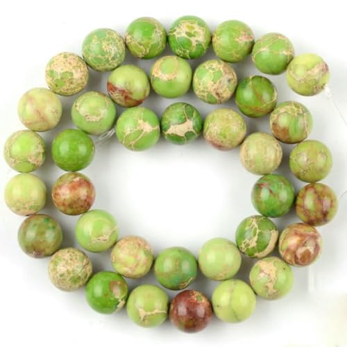 4 6 8 10 mm Natursteinperlen, bunte Meeressedimente, Jaspis, Türkis, runde Perlen zur Schmuckherstellung, DIY-Armbänder, Zubehör – grünes Meeressediment – 6 mm von TBSKUY