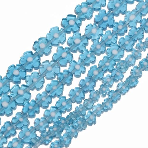 4 6 8 mm bunte Blumen Lampwork Millefiori glasierte Glasperlen für Schmuck DIY Armband Halskette Schmuckherstellung Zubehör-7-4,0 mm ca. 98 Stück von TBSKUY