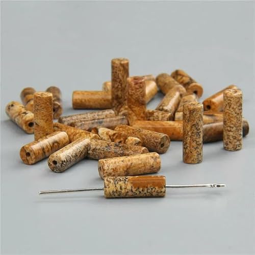 4 x 13,0 mm, runder Zylinder aus Naturstein, Achat, Abstandsperlen für DIY-Schmuckherstellung, Armbänder, Halsketten, Ohrstecker, Charm-Zubehör – 1. Bildstein – 4 x 13,0 mm (ca. 28 Stück) von TBSKUY