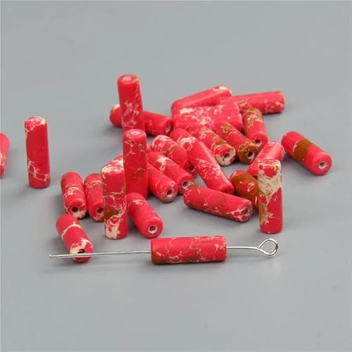 4 x 13,0 mm, runder Zylinder aus Naturstein, Achat, Abstandsperlen für DIY-Schmuckherstellung, Armbänder, Halsketten, Ohrstecker, Charm-Zubehör – 13, Imperialer Jaspis – 4 x 13,0 mm (ca. 15 Stü von TBSKUY