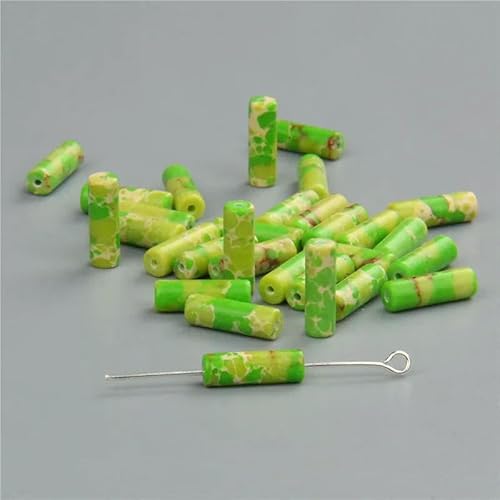 4 x 13,0 mm, runder Zylinder aus Naturstein, Achat, Abstandsperlen für DIY-Schmuckherstellung, Armbänder, Halsketten, Ohrstecker, Charm-Zubehör – 14. Imperialer Jaspis – 4 x 13,0 mm (ca. 28 Stü von TBSKUY