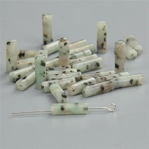 4 x 13,0 mm, runder Zylinder aus Naturstein, Achat, Abstandsperlen für DIY-Schmuckherstellung, Armbänder, Halsketten, Ohrstecker, Charm-Zubehör – 18, weiße Jade – 4 x 13,0 mm (ca. 15 Stück) von TBSKUY