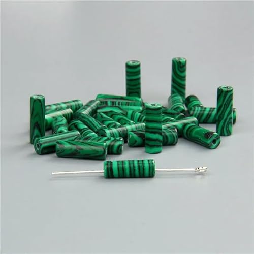 4 x 13,0 mm, runder Zylinder aus Naturstein, Achat, Abstandsperlen für DIY-Schmuckherstellung, Armbänder, Halsketten, Ohrstecker, Charm-Zubehör – 6. Malachit – 4 x 13,0 mm (ca. 28 Stück) von TBSKUY