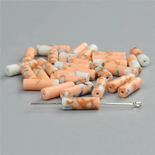 4 x 13,0 mm Rundrohrzylinder Naturstein Achat Abstandsperlen für DIY Schmuckherstellung Armband Halskette Ohrstecker Charm Zubehör-9.shoushan-4 x 13,0 mm (ca. 28 Stück) von TBSKUY