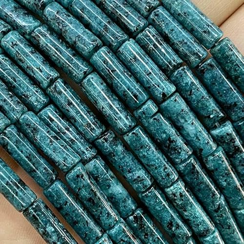 4 x 13,0 mm Zylinder Naturstein Jaspis Chalcedon Onyx Labradorit Türkis Lose Abstandsperlen für die Schmuckherstellung DIY Armband-blau 02-4 x 13,0 mm 28–29 Stück von TBSKUY