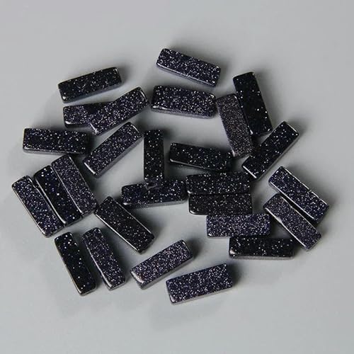 4 x 13,0 mm flache rechteckige Röhrensteinperlen, Naturstein, mittig gebohrt, Amethyste, Achate, Quarzperlen zur Schmuckherstellung, blauer Sand, 4 x 13,0 mm, ca. 10 Stück von TBSKUY