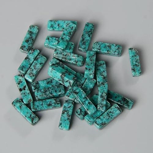 4 x 13,0 mm flache rechteckige Röhrensteinperlen, Naturstein, zentriert gebohrt, Amethyste, Achate, Quarzperlen zur Schmuckherstellung, grüner Granit, 2–4 x 13,0 mm, ca. 28 Stück von TBSKUY