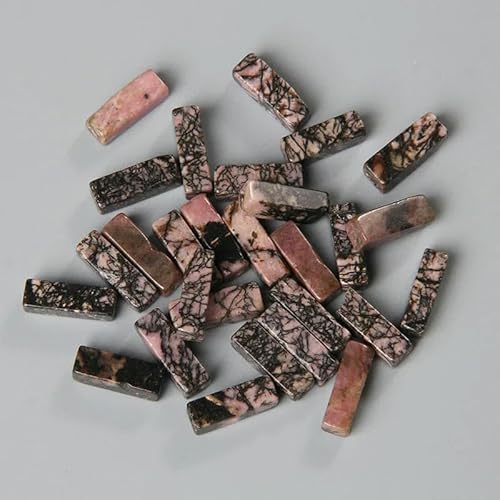 4 x 13,0 mm quadratische Röhrenperle, Naturstein, Lapislazuli, Achate, rechteckige flache Perlen, Anhänger für Schmuckherstellung, DIY-Wickel-Chakra-Armband, Bulk-24, Rhodochrosit, 4 x 13,0 mm, ca. von TBSKUY