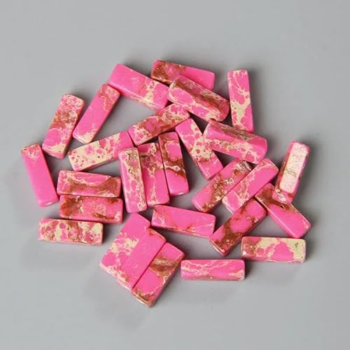 4 x 13,0 mm quadratische Röhrenperle, Naturstein, Lapislazuli, Achate, rechteckige flache Perlen, Anhänger für Schmuckherstellung, DIY-Wickel-Chakra-Armband, Bulk-31 Imperial Rose, 4 x 13,0 mm, 5 S von TBSKUY