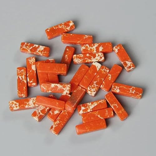4 x 13,0 mm quadratische Röhrenperle, Naturstein, Lapislazuli, Achate, rechteckige flache Perlen, Anhänger für Schmuckherstellung, DIY-Wickelarmband, Chakra-Armband, Großpackung, 17 Orange Imperial von TBSKUY