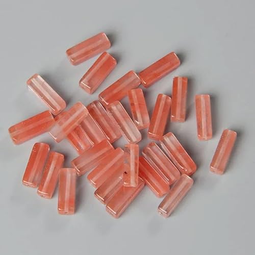 4 x 13,0 mm quadratische Röhrenperle aus Naturstein, Lapislazuli, Achate, rechteckige flache Perlen, Anhänger für Schmuckherstellung, DIY-Wickel-Chakra-Armband, Großpackung – 28 rote Wassermelone von TBSKUY