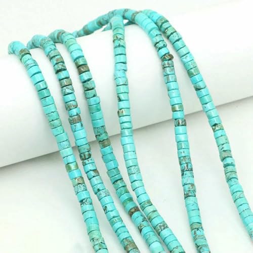 4 x 2 mm flache, runde Natursteinperlen, Tigerauge, Achate, Quarze, Rondelle-Perlen für die Schmuckherstellung, DIY-Ohrring, Armband, Halskette, Grün, Türkis, 20 Stränge von TBSKUY