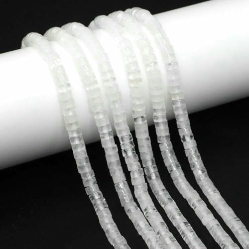 4 x 2 mm flache runde Natursteinperlen, Tigerauge, Achate, Quarz, Rondelle-Perle zur Schmuckherstellung, DIY-Ohrring, Armband, Halskette, klarer Quarz, 20 Stränge von TBSKUY