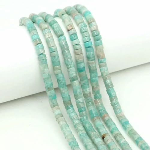 4 x 2 mm flache runde Natursteinperlen, Tigerauge, Achate, Quarze, Rondelle-Perlen für die Schmuckherstellung, DIY-Ohrring, Armband, Halskette, Amazonit, 20 Stränge von TBSKUY
