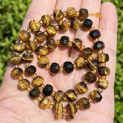 45 Arten Tigerauge Steinperle Natur Gelb Cabochon Rund Facettiert Quadrat Lose Perlen Passen Modeschmuck Herstellung Handarbeit Lieferung-6x8 Facettierte Rondelle von TBSKUY