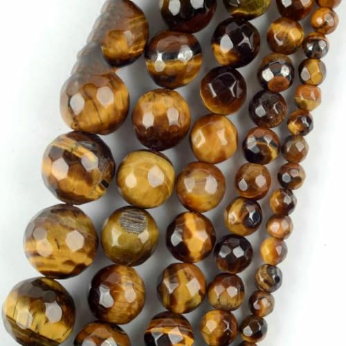 45 Arten Tigerauge Steinperle Natur Gelb Cabochon Rund Facettiert Quadrat Lose Perlen Passform Modeschmuck Herstellung Handarbeit Lieferung-10mmFacetedTigerEye von TBSKUY