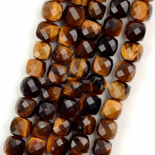 45 Arten Tigerauge Steinperle Natur Gelb Cabochon Rund Facettiert Quadrat Lose Perlen Passform Modeschmuck Herstellung Handarbeit Lieferung-4,8-5,5FacetedSquare von TBSKUY