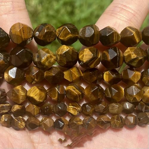 45 Arten Tigerauge Steinperle Natur Gelb Cabochon Rund Facettiert Quadrat Lose Perlen Passform Modeschmuck Herstellung Handarbeit Lieferung-6mm Groß Facettiert von TBSKUY
