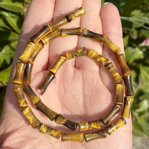 45 Arten Tigerauge Steinperlen Naturgelb Cabochon Rund Facettiert Quadrat Lose Perlen Passend für Modeschmuckherstellung Handarbeit-5x12mm von TBSKUY