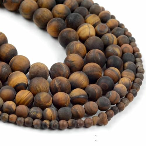 45 Arten von Tigerauge-Steinperlen, natürlicher gelber Cabochon, rund, facettiert, quadratisch, lose Perlen, passend für Modeschmuck, handgefertigt, 10 mm, mattes Tigerauge von TBSKUY