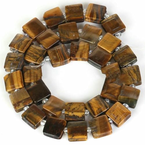 45 Arten von Tigerauge-Steinperlen, natürlicher gelber Cabochon, rund, facettiert, quadratisch, lose Perlen, passend für Modeschmuck, handgefertigt, 10 mm quadratisch von TBSKUY