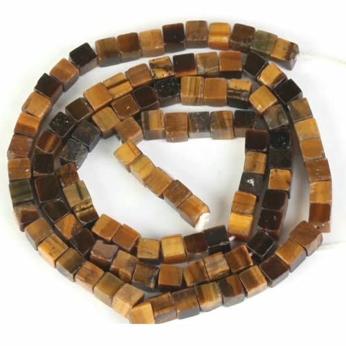 45 Arten von Tigerauge-Steinperlen, natürlicher gelber Cabochon, rund, facettiert, quadratisch, lose Perlen, passend für Modeschmuck, handgefertigt, 3,0 mm quadratisch von TBSKUY