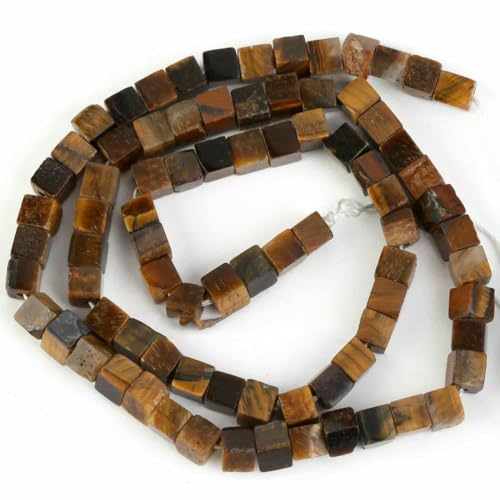45 Arten von Tigerauge-Steinperlen, natürlicher gelber Cabochon, rund, facettiert, quadratisch, lose Perlen, passend für Modeschmuck, handgefertigt, 4,0 mm quadratisch von TBSKUY