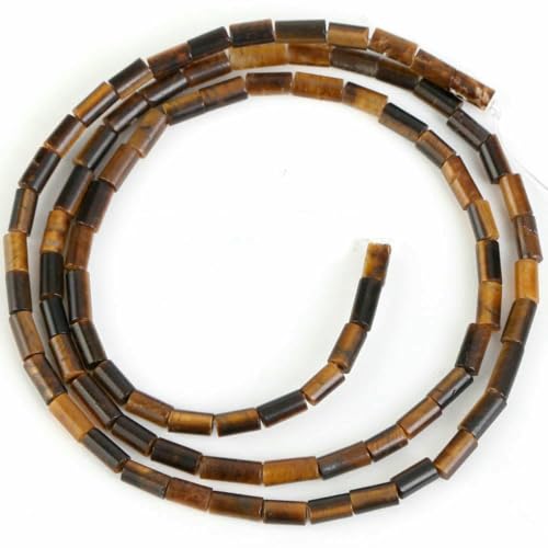 45 Arten von Tigerauge-Steinperlen, natürlicher gelber Cabochon, rund, facettiert, quadratisch, lose Perlen, passend für Modeschmuck, handgefertigte Lieferung, 2 x 4,0 mm Rohr von TBSKUY