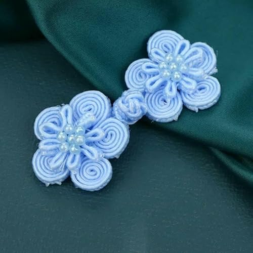 5 Paar Blumen-Chinesische Frosch-Verschlussknöpfe Knotenverschluss Nähen Handarbeit Basteln DIY Cheongsam Stoffknopf-15-30 65mm von TBSKUY