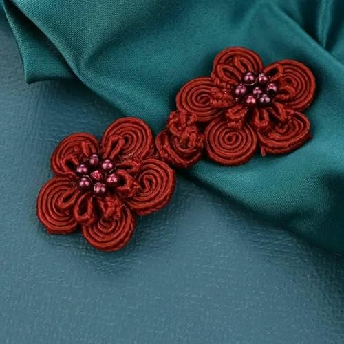 5 Paar Blumen-Chinesische Frosch-Verschlussknöpfe Knotenverschluss Nähen Handarbeit Basteln DIY Cheongsam Stoffknopf-7-30 65mm von TBSKUY