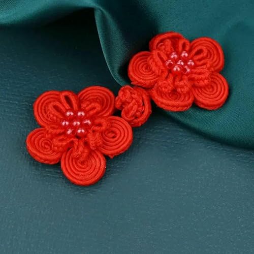 5 Paar Blumen-Chinesischer Frosch-Verschlussknöpfe Knotenverschluss Nähen Handarbeit Basteln DIY Cheongsam Stoffknopf-1-30 65mm von TBSKUY