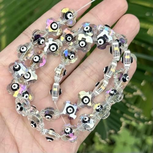 5 Stück 11 x 7 mm bunte Glasperlen, glasierte Augen, Blumen-Abstandshalterperlen für die Schmuckherstellung, DIY, handgefertigte Armbänder, Halsketten, Schwarz, 5 Stück 1 von TBSKUY