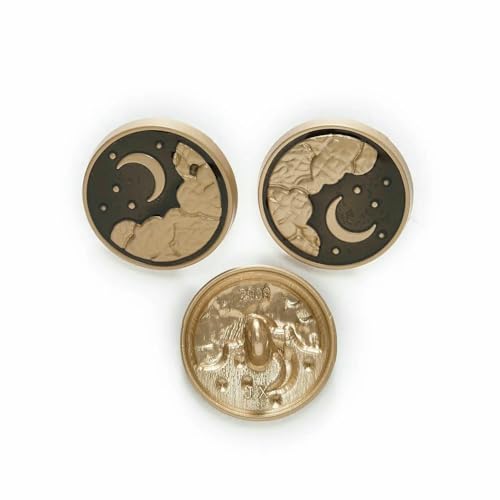 5 Stück Sonne-Mond-Aufdruck, runder Metall-Ösenknopf zum Nähen, Scrapbooking, Heimkleidung, Ersetzen, handgefertigtes Bastelzubehör, Dekor, A, 25 mm von TBSKUY