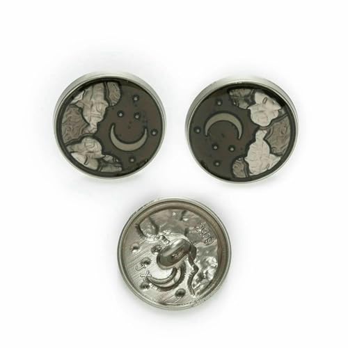 5 Stück Sonne-Mond-Aufdruck, runder Metall-Ösenknopf zum Nähen, Scrapbooking, Heimkleidung, Ersetzen von handgefertigtem Bastelzubehör, Dekor-B-18 mm von TBSKUY
