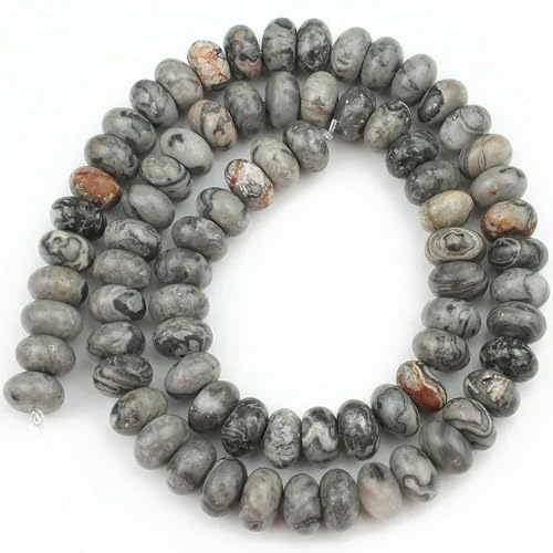5 x 8 mm Naturstein-Rondelle-Perlen, Turmalin, Citrin, Angelit, Tigerauge, Abakus-Quarz, lose Perlen für die Herstellung von Armbändern – Kartenjaspis von TBSKUY
