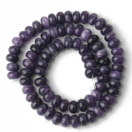 5 x 8 mm Naturstein-Rondelle-Perlen, Turmalin, Citrin, Angelit, Tigerauge, Abakus-Quarz, lose Perlen für die Herstellung von Armbändern – Lila Jade 5 x 8 mm Naturstein-Rondelle-Perlen, Turmalin, Citrin, Angelit, Tigerauge, Abakus-Quarz, lose Perlen für die Herstellung von Armbändern – Lila Jade von TBSKUY