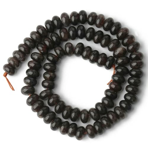 5 x 8 mm Naturstein-Rondelle-Perlen, Turmalin, Citrin, Angelit, Tigerauge, Abakus-Quarz, lose Perlen für die Herstellung von Armbändern – dunkler Granat von TBSKUY