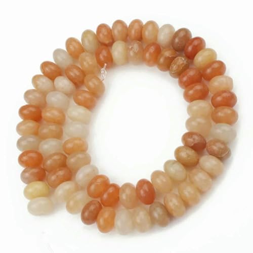 5 x 8 mm Naturstein-Rondelle-Perlen, Turmalin, Citrin, Angelit, Tigerauge, Abakus-Quarz, lose Perlen für die Herstellung von Armbändern – roter Aventurin von TBSKUY