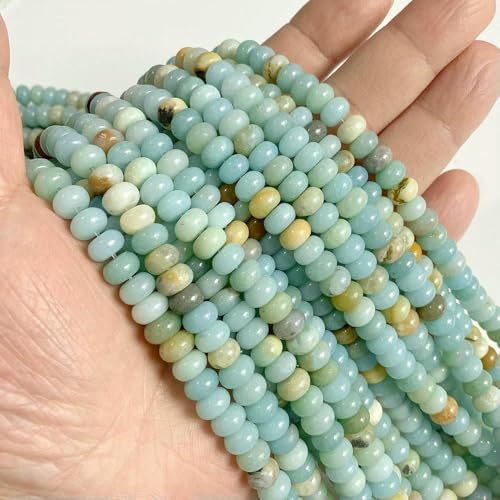 5 x 8 mm Rondell-Steinperlen, Chalcedon, natürlicher Jaspis, Abakus-Jade, lose Perlen zur Schmuckherstellung, Armband, DIY-Halskette, 8 Amazonite, ca. 36–38 Stück von TBSKUY