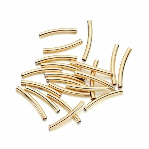 50–100 Stück/Los 25–30 mm Streifen Kupfer Kurvenrohr Abstandshalter Perlen Verbinder für DIY Schmuckherstellung Armband Halskette Zubehör-KC Gold-3 x 25 mm 100 Stück von TBSKUY