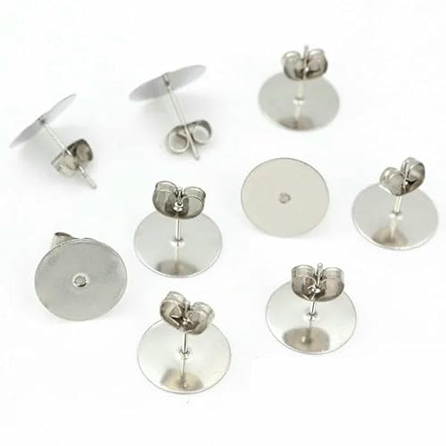 50–100 Stück/Los Goldfarbene Ohrstecker aus Edelstahl, blanke Post-Base-Pins mit Ohrstecker-Befunden, Ohrrücken für DIY-Schmuckherstellung, 12 mm x 100 Stück von TBSKUY